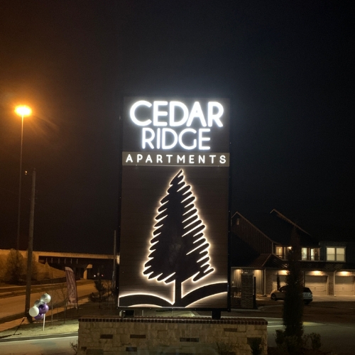 Cedar Ridge Night Monument Sign